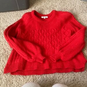 Madewell Red Cable Knit Sweater